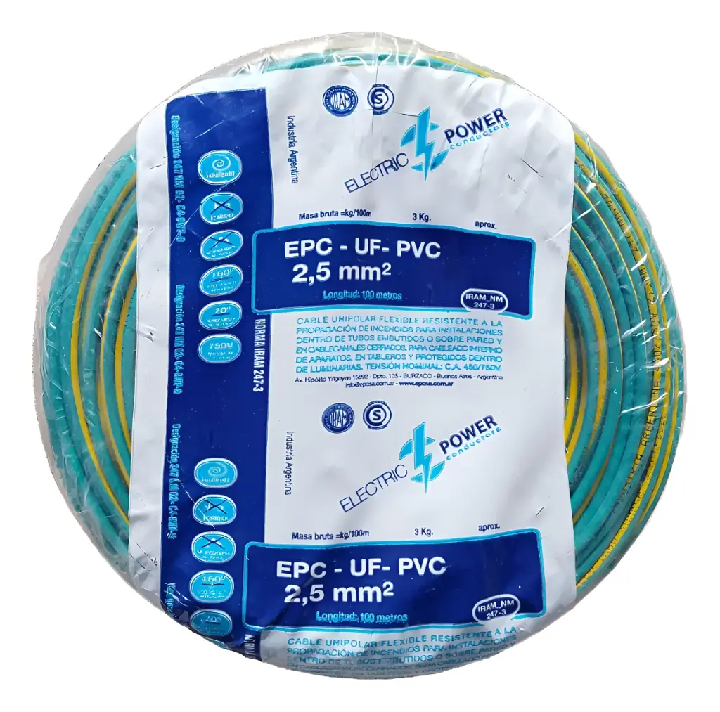 [998819] Cable Unipolar 2,5_VERDE Y AMARILLO x 100 metros