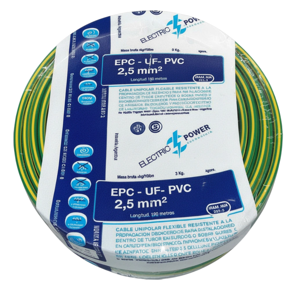[UNIPOLAR25V] Cable Unipolar 2,5_VERDE Y AMARILLO x 100 metros