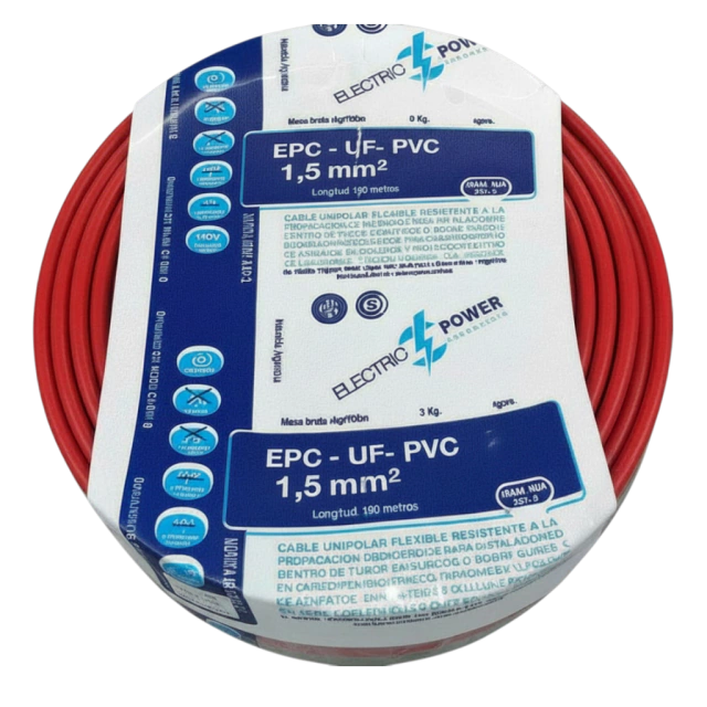 Cable Unipolar 1,5_ROJO x 100 metros