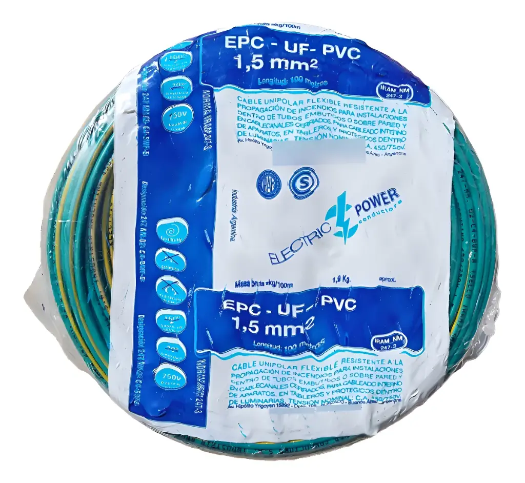 [998818] Cable Unipolar 1,5_VERDE Y AMARILLO x 100 metros