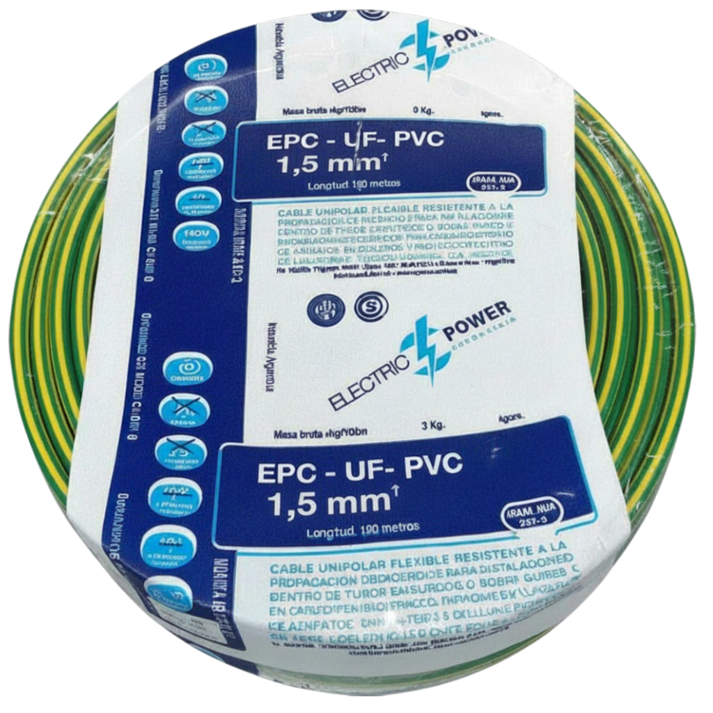 Cable Unipolar 1,5_VERDE Y AMARILLO x 100 metros