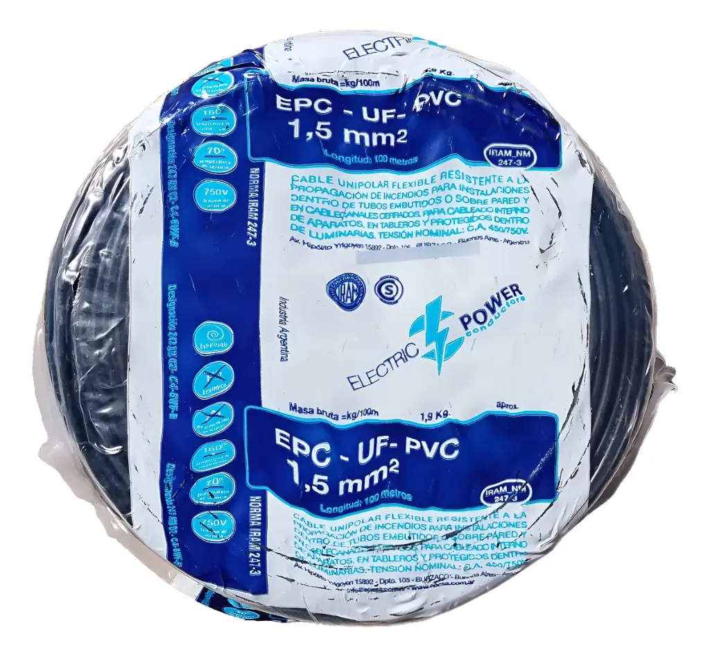 Cable Unipolar 1,5_NEGRO x 100 metros