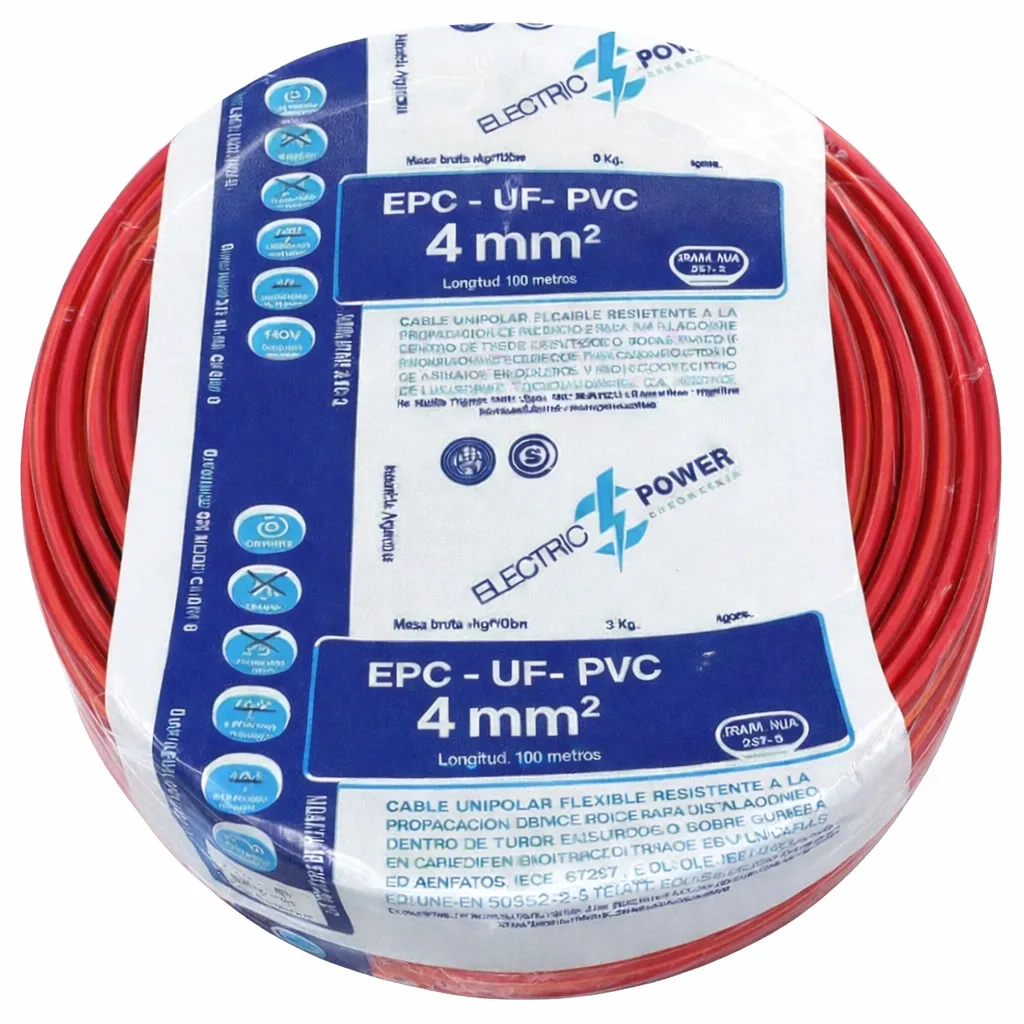Cable Unipolar 4_Rojo x 100 metros